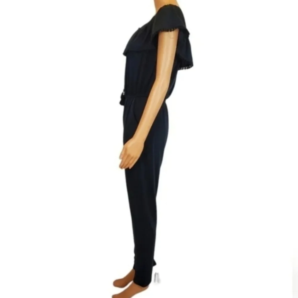 Planet Gold Black Off-Shoulder Jumpsuit